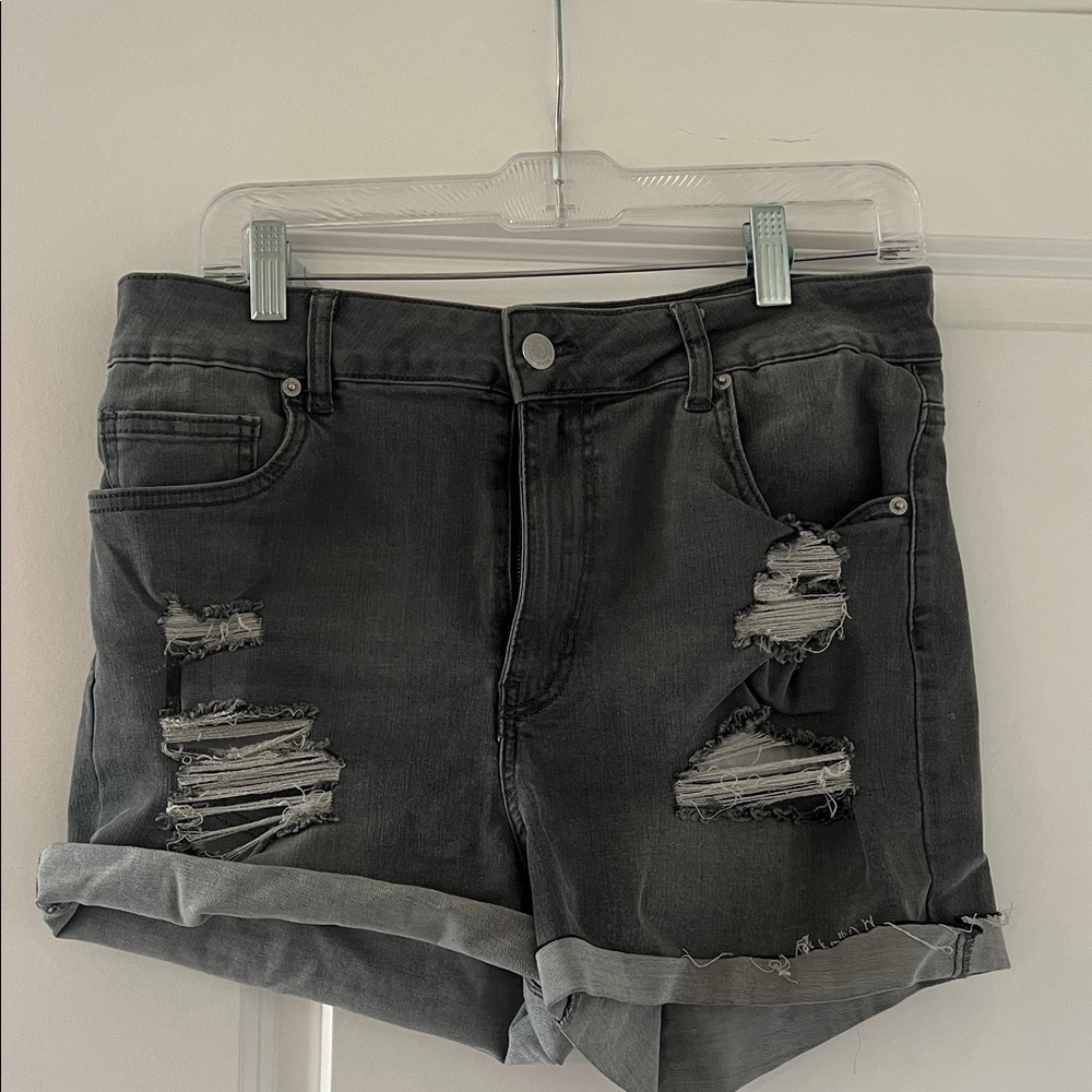 Rewash Dark Gray Distressed Jean Shorts